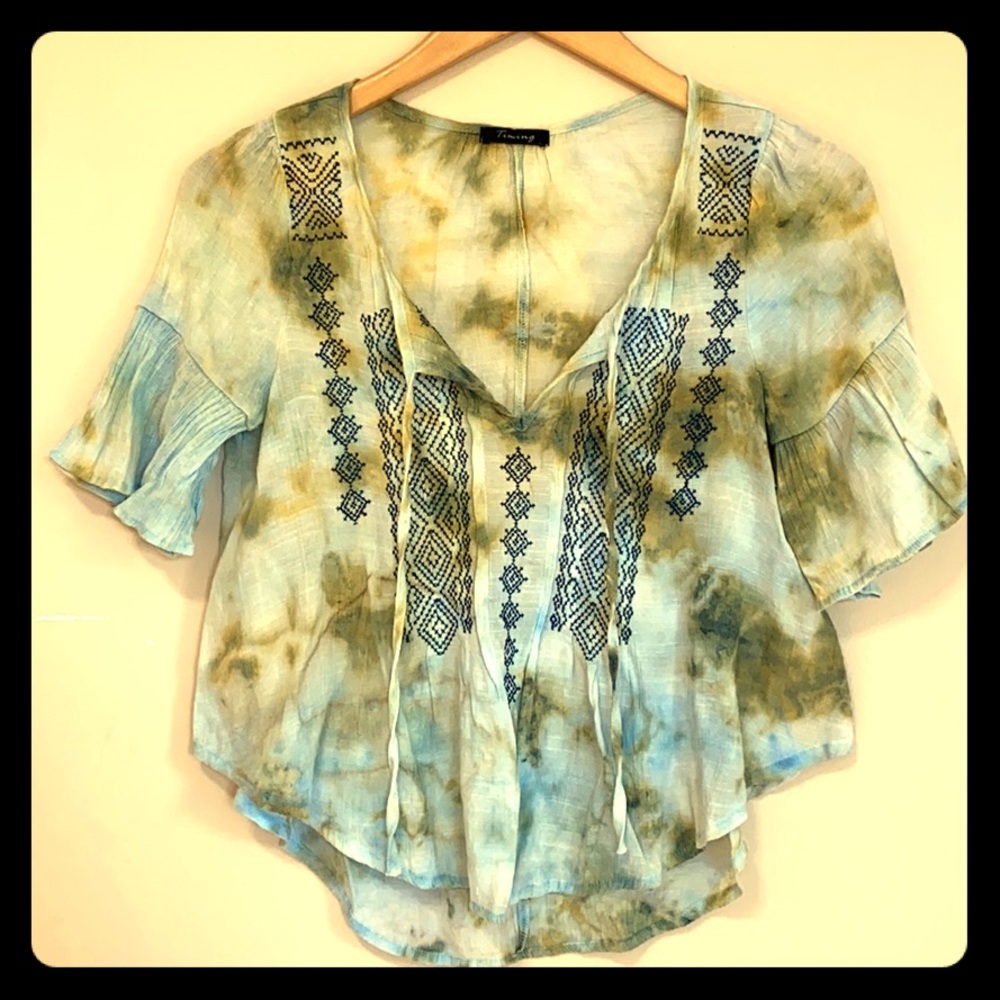 Tie dye peasant top by timing